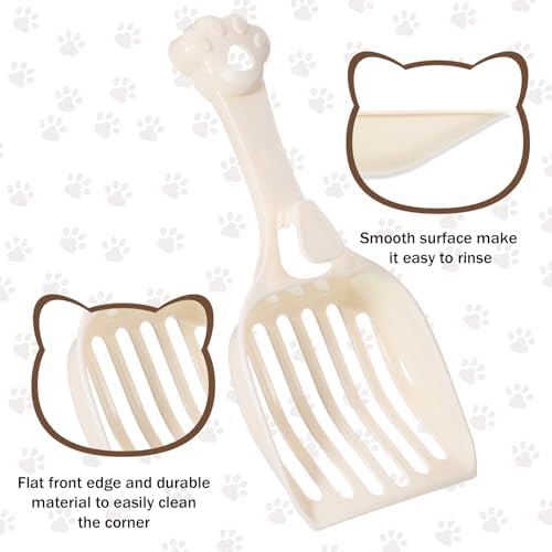 COMNICO Cat Litter Scoop, Durable Plastic Kitty Litter Sifter Scooper with Wide Slats Comfy Handle Deep Shovel Pooper Lifter Captures All Clumps for Easy Sifting Pine Pellets Box (Milky White) - Image 3
