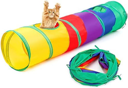 iCAGY Cat Tunnel for Indoor Cats Kittens Rabbits, Foldable Tunnel Toys by iCAGY