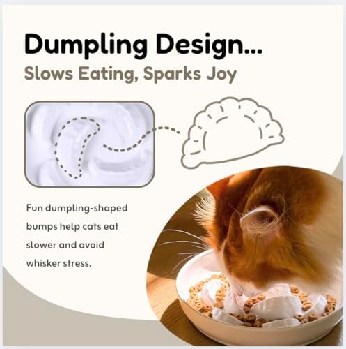 Unbreakable Slow Feeder Bowl - Melamine Puzzle Cat Bowl for Healthy Eating - Cat Feeder for Wet & Dry Food- Dishwasher Safe & Non Slip Design - 6.3''W x 1.2''H - 7 oz - White - Image 3