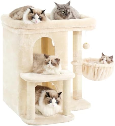 Heybly 26.3" Cat Tree for Large Cats with Big Perch & Dual Condos HCT204SM - Image 4