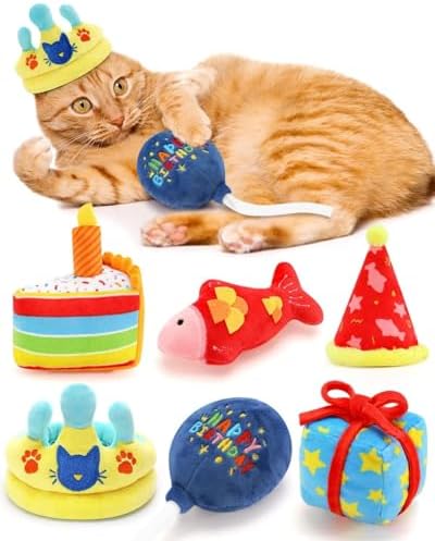 CiyvoLyeen Plush Birthday Catnip Toys for Indoor Cats 6 Pack by CiyvoLyeen