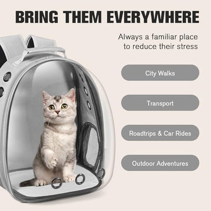 Cat Carrier Backpack, Pet Carrier Backpack Front Pack for Small Medium Cat Puppy Dog Carrier Backpack Bag Space Capsule, Airline-Approved Pet Carrier for Travel Hiking Walking Camping (Grey) - Image 4