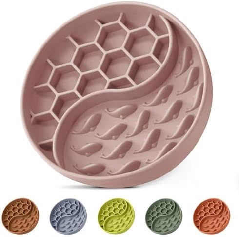 Slow Feeder Dog Bowl, Pet Puzzle Dish w/Suction Cup, Small Medium by ZOURYNUA