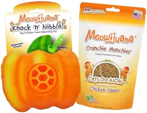 Meowijuana Knock 'n' Nibble Fall Toy & Treat Bundle | Pumpkin & Chicken by Meowijuana