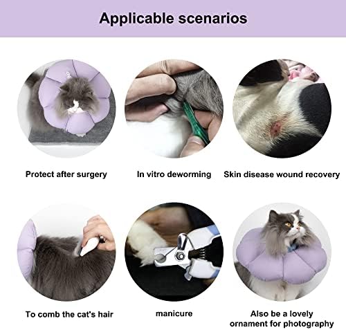 Cat Cone Collar,Cute Waterproof Cat Recovery Collar,Anti-Bite Lick Wound Healing Safety Elizabethan e Collar for Cats,Purple Flower All-Season Style… - Image 4