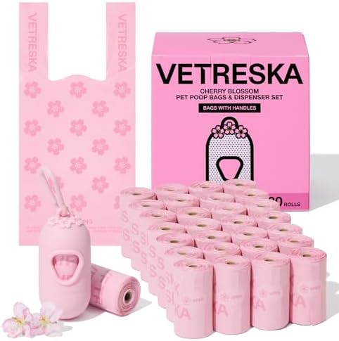 VETRESKA Dog Poop Bags with Handles 450 Count, Floral Scented Waste Bags by VETRESKA