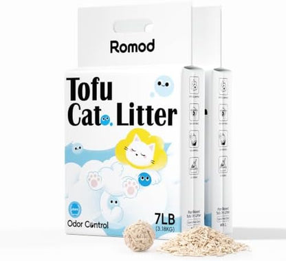 Plant-Based Tofu Cat Litter 14LB, Clumping, Odor Control, Low Dust by Romod