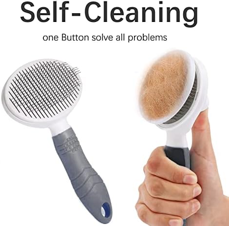 Self Cleaning Slicker Brush - Cat Brush Skin-Friendly Deshedding Grooming Massaging Tool for Long & Short Haired Pets, Cat Hair Brushes Easy Removes Undercoat for Dogs Cats Rabbits-UPGRADED, Gray - Image 3