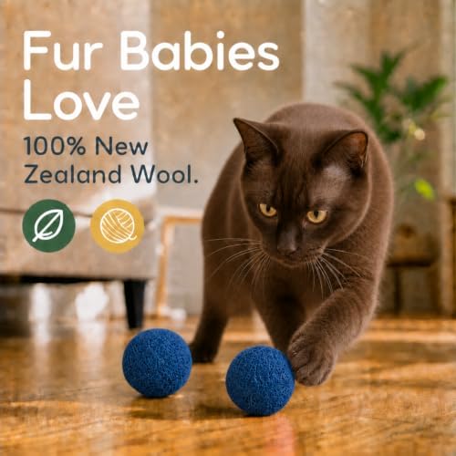 Wool Cat Toys - Felt Cat Toy Balls for Small Pet Fetch and Play - Eco Friendly Quiet Wool Ball Cat Toy for Cats and Kittens - Choose Your Colors 6PCS Blue - Image 2