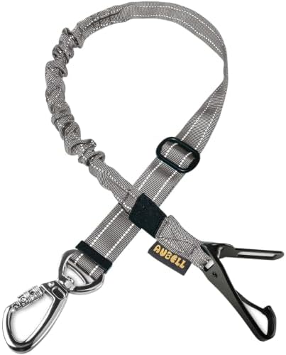 AUBELL Dog Seat Belt for Car,Updated 3-in-1 Bungee Dog Car Harness,Grey by AUBELL