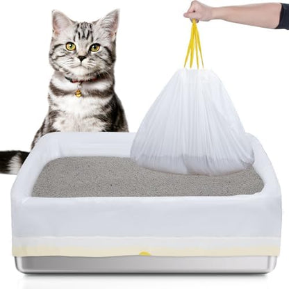 Stainless Steel Sifting Litter Box Liners,20 Count Litter Bags for Pine Pellet Litter Box,23.7''L*15.7''W Suitable for L and XL Size Sifting Litter Boxes by WeLovePetsAsMuchAsYouDo