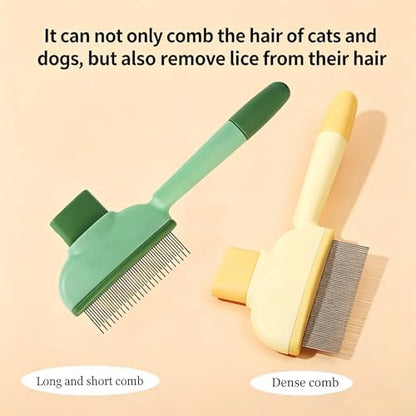 2 PCS Flea Comb for Cats Dogs Brush for Shedding Pet Hair Removal Comb with Long & Short Stainless Steel Teeth for Deshedding - Image 2
