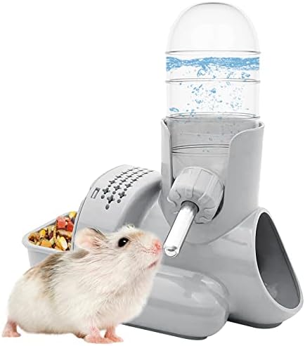 VANNON 3-in-1 Hamster Water Bottle with Food Bowl & Hideout Base, Grey by Vannon