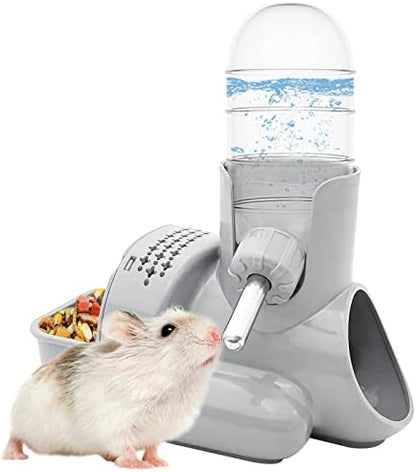 VANNON 3-in-1 Hamster Water Bottle with Food Bowl & Hideout Base, Grey by Vannon
