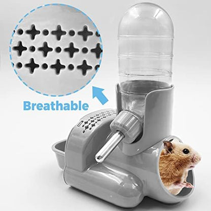 VANNON 3-in-1 Hamster Water Bottle with Food Bowl & Hideout Base, Grey - Image 6