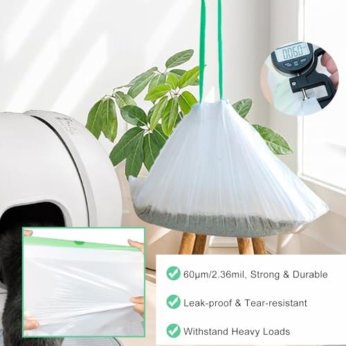100 Pack Cat Litter Box Liner Bags Compatible with Pet Clumping & for Smartspin Self-cleaning Litter Box, Thick Heavy Duty Drawstring Waste Drawer Liners Compatible with PURA X/MAX -23" x 12" - Image 5