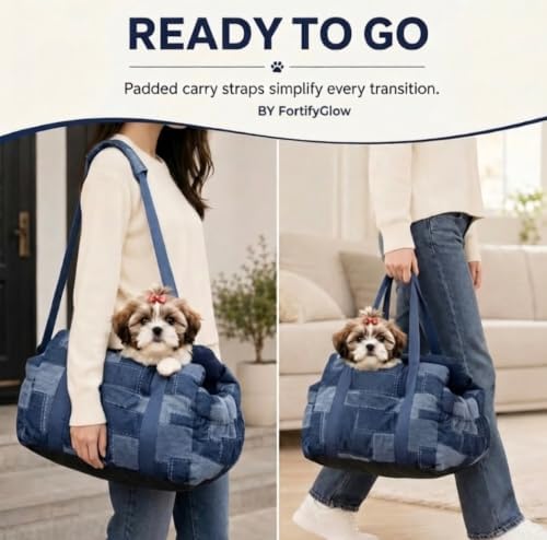 Car Seat for Small Medium Pets with Harness Clip, 4X Safety Feature, Washable, Waterproof Dog Seat for Car, Orthopedic Foam Wrapped with Plush, Canvas Material, Anti-Scratch, Anti Slip - Image 7