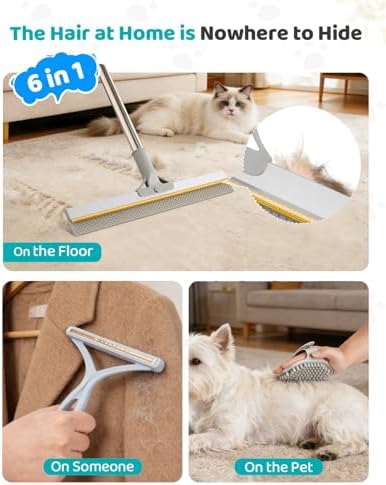 Pet Hair Remover for Carpet, 54 Inch Adjustable Long Handle Carpet Rake for Pet Hair Removal, 3 Piece Dog Hair Carpet Rake and Carpet Scraper Tool for Rugs, Couch, Stairs, Furniture - Image 3