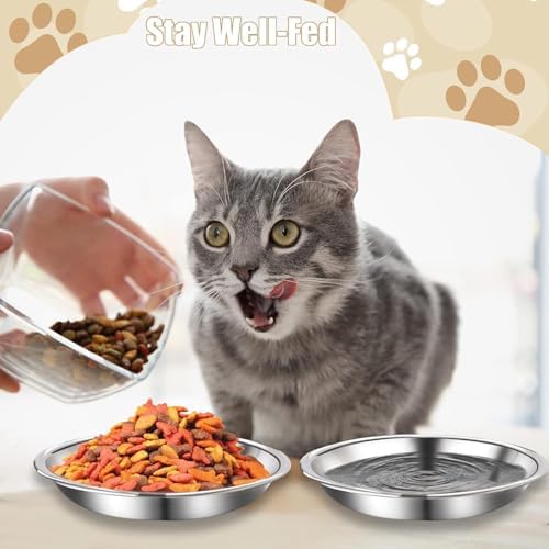 6 Pcs Stainless Steel Cat Bowls Shallow Wide Food Bowls for Cats Replacement Whisker Fatigue Relief for Small Dogs and Cats Indoors (Silver) - Image 4