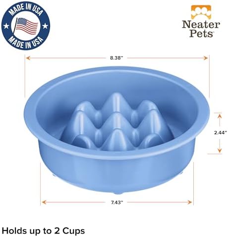 The Niner Slow Feed Bowl - Raised Peaks Slow Down Pets Eating - Fits Elevated Feeders Including Neater Feeder Large Sizes - Gentle on Teeth and Gums - Holds up to 2 Cups (Blue) - Image 2