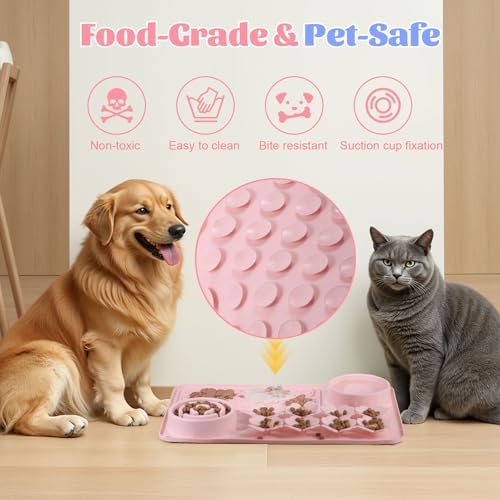 Silicone Lick Mat for Dogs & Cats – Slow Feeder Dog Bowl, Non-Slip Licking Mat for Large & Small Breeds, Puzzle Feeder & Snuffle Mat for Fast Eaters, Interactive Pet Food Mat with Measuring Spoon - Image 2