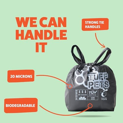 Tuff Pets Certified Compostable Dog Poop Bags with Handles, 12 Thick Rolls - Image 6