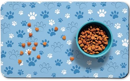 Dog Food Mat, Absorbent Water Bowl Mats Cat Pet Feeding Placemats Blue 24 * 16 inch by Zoeeya