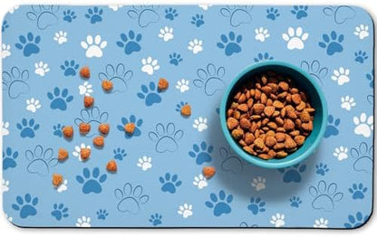 Dog Food Mat, Absorbent Water Bowl Mats Cat Pet Feeding Placemats Blue 20 * 12 inch by Zoeeya