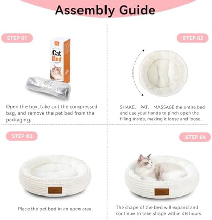 Zerbuger 20in Cream Round Dog Bed Sofa for Dogs Cats, Machine Washable - Image 6