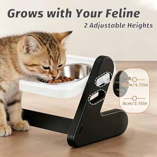 Elevated Cat Bowls with Food Mat, Light Grey - Image 2