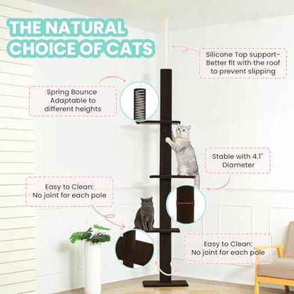 Max & Marlow 95-108" Floor to Ceiling Cat Tree for Indoor Cats, Brown - Image 5