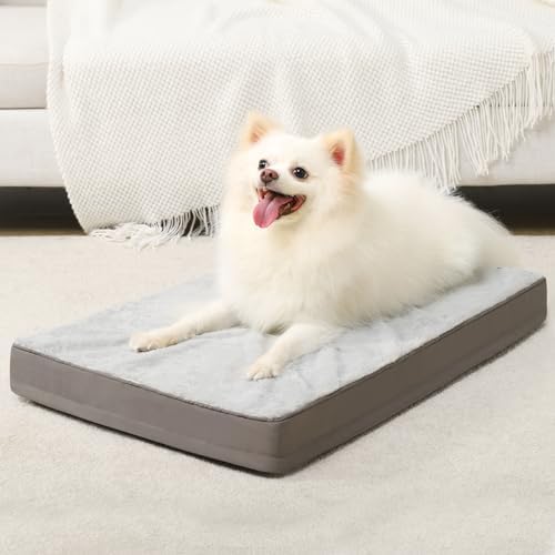 KSIIA Orthopedic Dog Bed for Small Dogs with Waterproof Lining, Grey, 23x17 by KSIIAPetProducts
