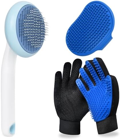 Cat Grooming Glove Brush, Self-Cleaning Slicker Pet Brush by GJease