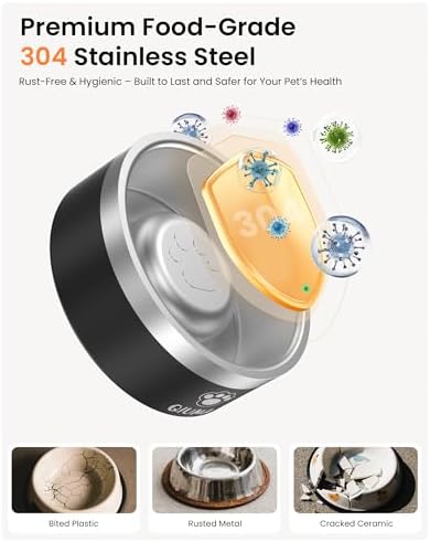 Qiuma Slow Feeder Dog Bowls Stainless Steel, Food-Grade 304 Dog Slow Feeder Bowl 3.5 Cups Capacity, Heavy Duty Double-Layer with Non-Slip Base, Pet Puzzle Bowl for Medium & Large Dogs (Black) - Image 3