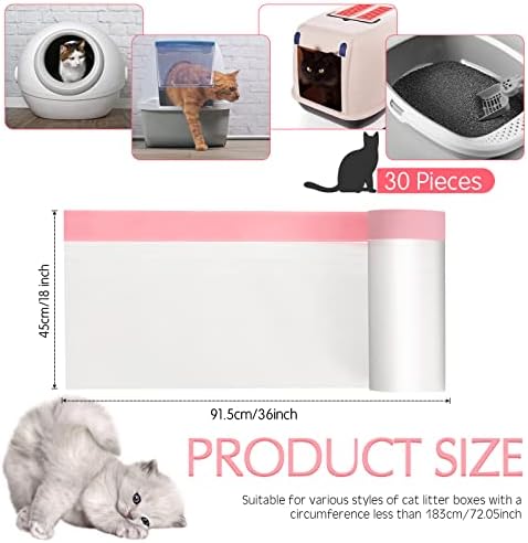 30 Count Cat Litter Box Liners Large Drawstring Cat Pan Bags Kitty Litter Box Liners XL Heavy Duty Liner Bags for Pets Cats Litter Box Tray, 36 x 18 Inch - Image 2