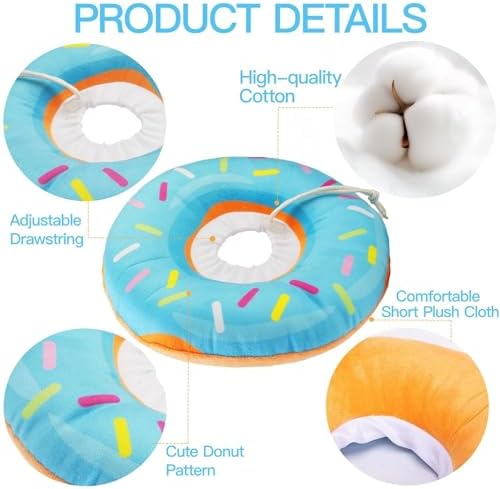 Cat Cone Collar Soft, Cute Cat Donut Collar After Surgery, Adjustable Kitten Recovery Cones to Stop Licking, Lightweight Neck Elizabethan Collars for Cats Kittens (Blue, Large) - Image 5