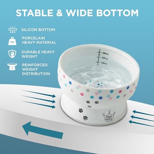 Necoichi Raised Cat Water Bowl, Whisker-Friendly (Colorful Dots, Regular) - Image 6