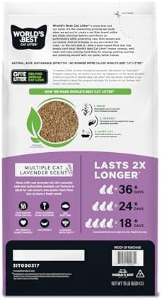 World's Best Cat Litter Lavender, Long-Lasting Odor Control, 15 lb Bag - Image 2