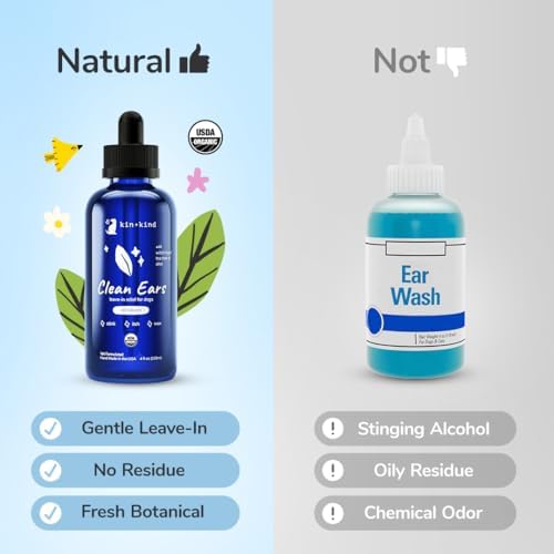 kin+kind USDA Organic Clean Ears, Dog Ear Cleaner, Leave in, No Rinse, 12oz - Image 6