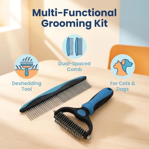 Dog Cat Grooming Brush Comb, 2-in-1 Deshedding Undercoat Rake - Image 5