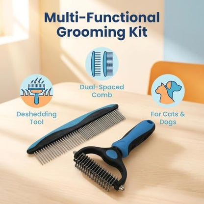 Dog Cat Grooming Brush Comb, 2-in-1 Deshedding Undercoat Rake - Image 5