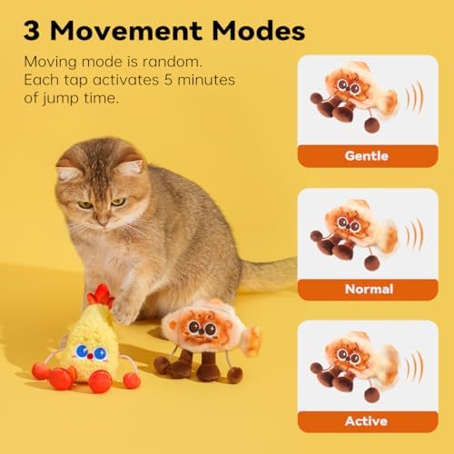 Petgravity Jumpy Shrimp Taiyaki Electric Cat Toy, 2 Pack, Tap-Activated 3 Moving Modes Interactive Cat Toys, Exercise Toy for Indoor Cats Kitten with Catnip, Rechargeable - Image 3