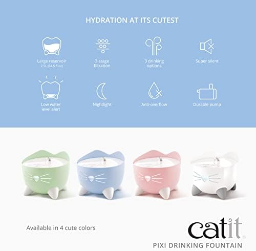 Catit PIXI Cat Drinking Fountain, Running Water Fountain, Pink - Image 2