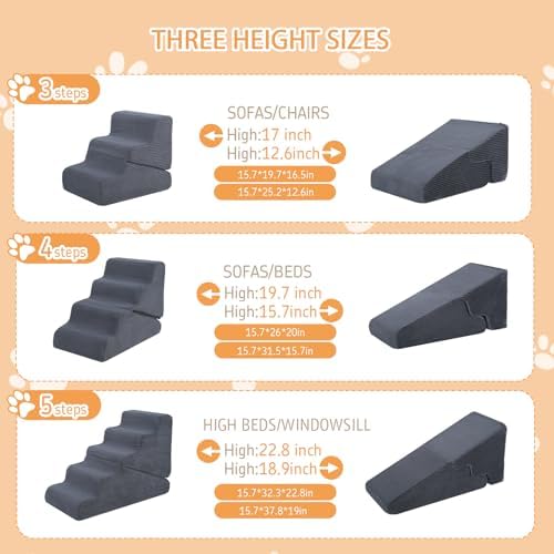 Dog Ramp for Bed, 23" H Dog Stairs for High Bed - Image 4