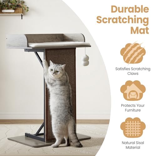 Modern Wood Cat Tree Tower for Indoor Large Adult Cats with Big Perch Bed - Image 4