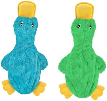 Best Pet Supplies 2-in-1 Stuffless Squeaky Dog Toy - 2 Crinkle Ducks, Large by BestPetSuppliesLLC