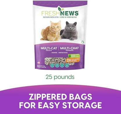 Fresh News Multi-Cat Pellet Non-Clumping Paper Cat Litter, 25 Pound - Image 7