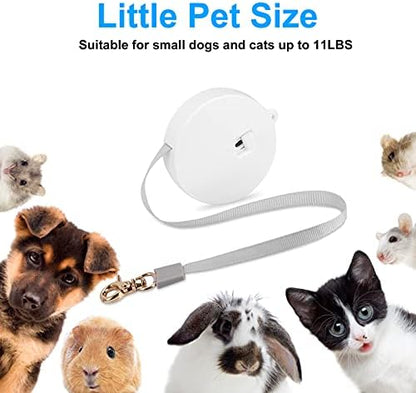 Retractable Dog Leash for Small Dogs Cats up to 11lbs with 6.5ft Anti-Pull Strong Nylon Tape, Hands Free, Mini and Portable Walking Leash with Wrist Strap, One-Hand Brake, White Round - Image 4
