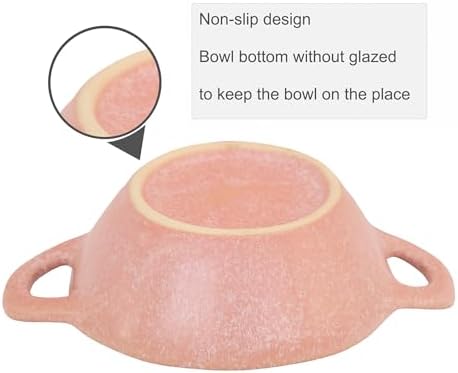 Ceramic Cat Bowl Cats Dishes for Food and Water, 8.3 Inch Dog Bowls, 7 oz Ceramic Cat Food Bowl, Whisker Fatigue Pet Plate, Pet Water Bowls with Handle Perfect for Indoor Cats (Pink) - Image 4