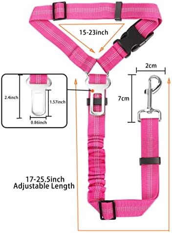 YAOHDAO Dog Seat Belt Harness for Car, Restraint Adjustable with Elastic Bungee Buffer Headrest for Vehicle, 360° Swivel Carabiner Nylon Pet Safety Seat Belts Heavy Duty Car Harness for Dogs Rosy Red - Image 5